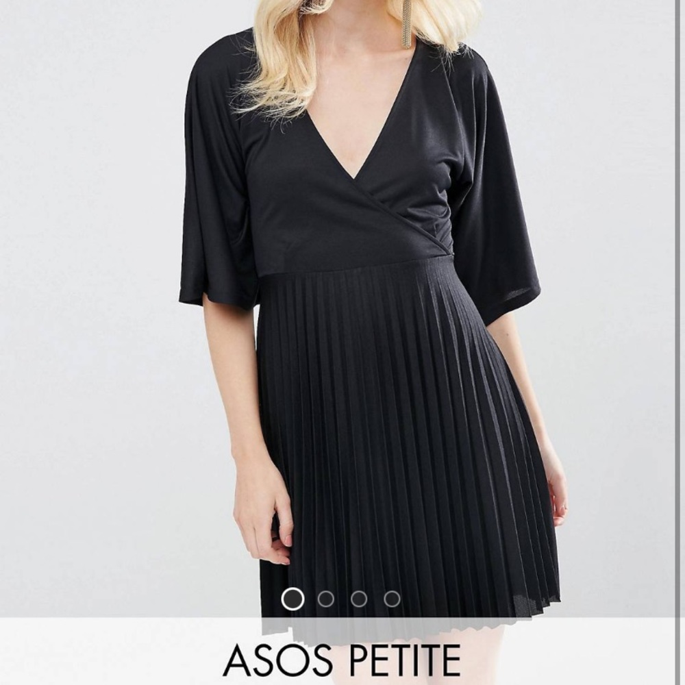 ASOS Petite Kimono Sleeve Pleated Mini Dress